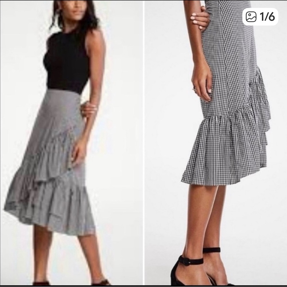 Ann Taylor Fiesta ruffled gingham skirt